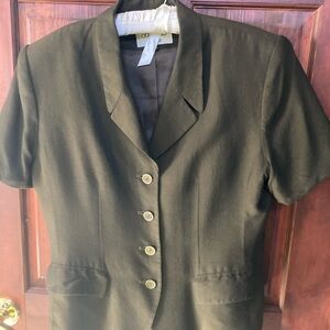 Vintage Kasper ASL Short-Sleeve Blazer Jacket in Olive Green